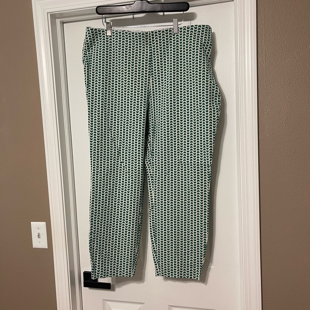 a new day Green and White Patterned Trousers with Elastic Waist